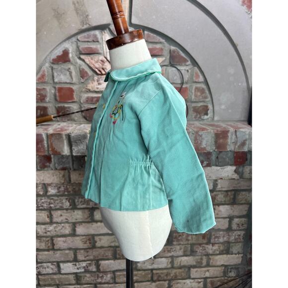 kids jacket double breasted embroidered ducks 1950s - Picture 6 of 11